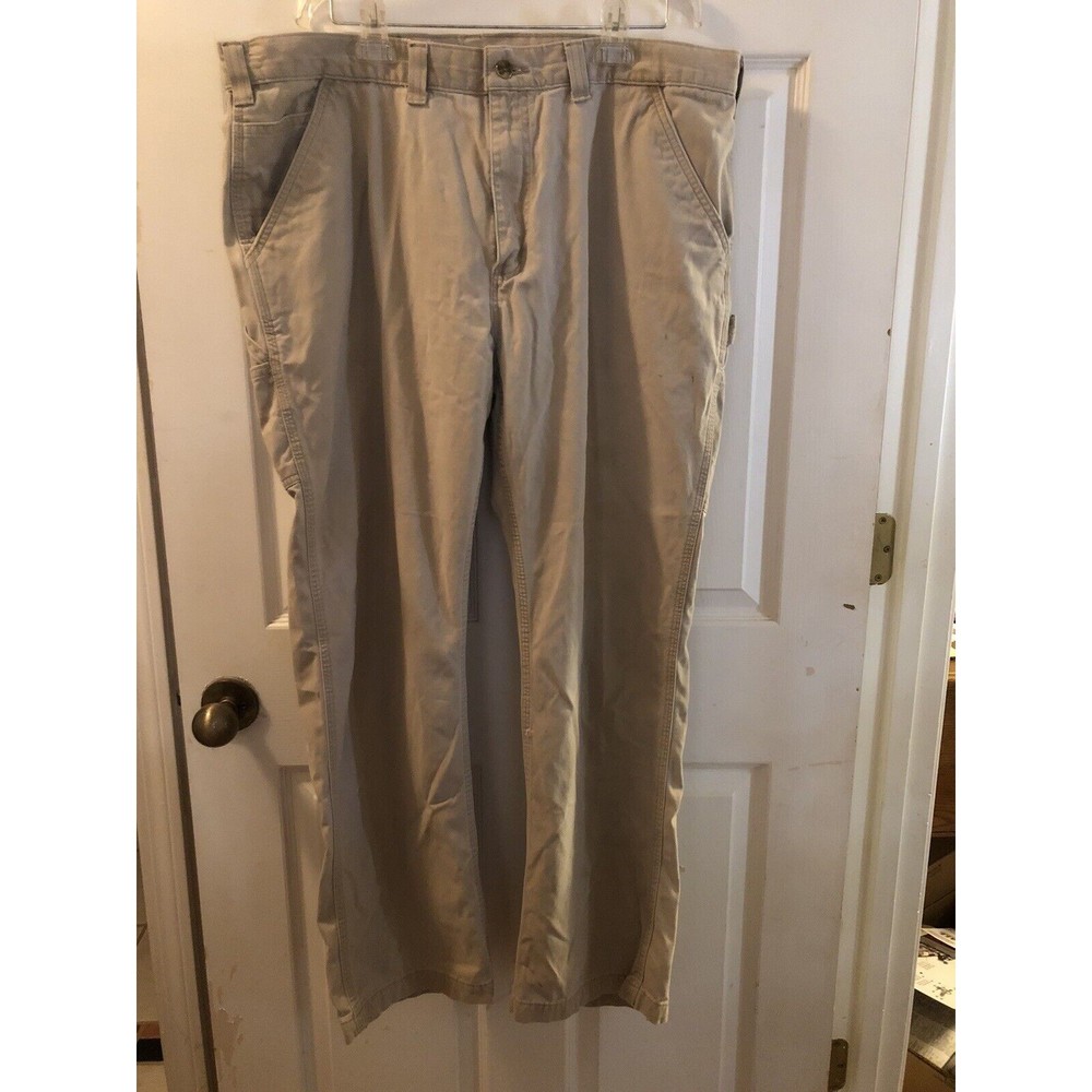 Carhartt Men's Carpenter Light Tan Pants Size 42x31 Distressed